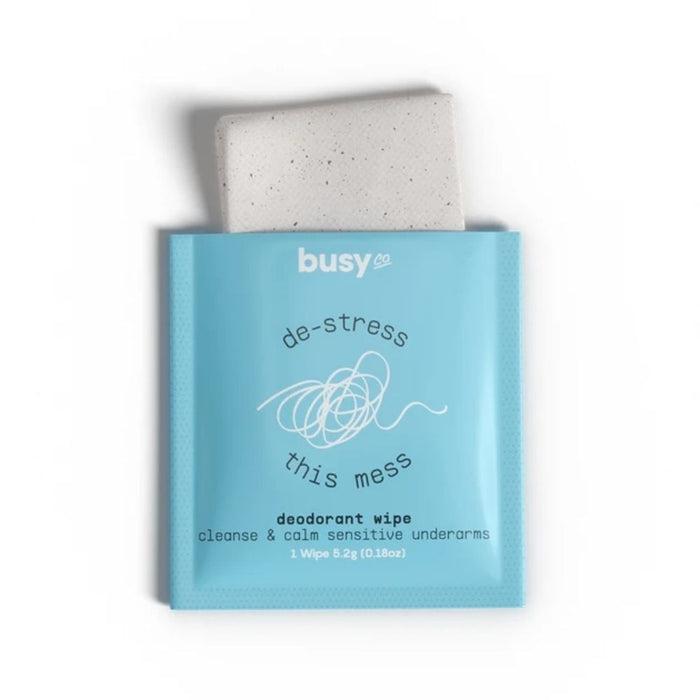 Busy Co Calm Deodorant Wipes 15 Biodegradable Wipes Opened 
