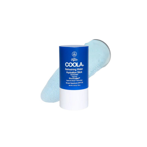 Coola Refreshing Water Hydration Stick Sunscreen 0.8oz SPF50 with swatch 
