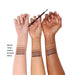 Esum Brow Defining Pencil swatch colors on 3 different skin tones light, medium tan, dark. 