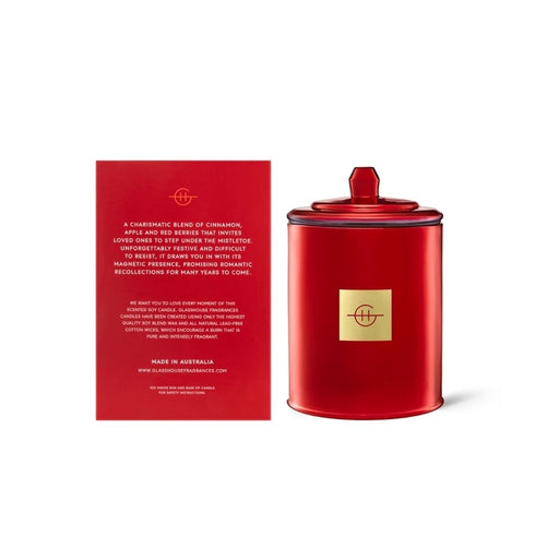 Glasshouse Fragrances Under The Mistletoe Soy Candle Spiced Apple & Red Berries rear