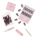 Glamnetic Press-On Nails Espresso Glow kit contents spread out on white background