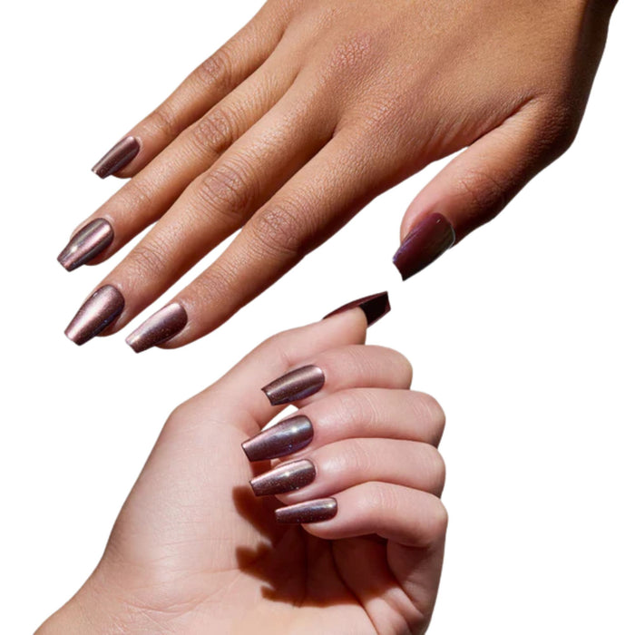 Glamnetic Press-On Nails Espresso Glow applied on light and dark skinned hands