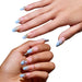 Glamnetic Press-On Nails Spirited Sky applied on the nails of light and dark skinned hands