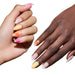 Glamnetic Press-On Nails Sunset Tide applied on light and dark skinned hands