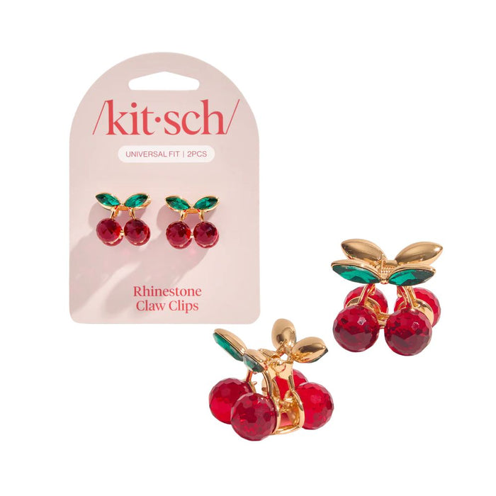 Kitsch Mini Rhinestone Cherry Claw Clip 2 Pack