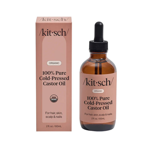 Kitsch 100% Pure Cold-Pressed Castor Oil 2oz dropper bottle and product box