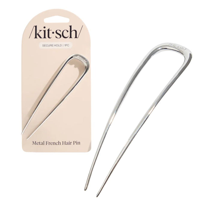 Kitsch French Hair Pin - Silver on and off packaging