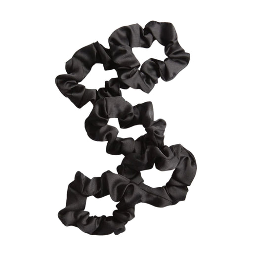 Kitsch Satin Sleep Scrunchies Black 5 count spread out in an 'S' shape