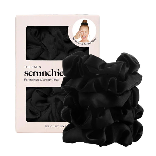 Kitsch Satin Sleep Scrunchies Black 5 count