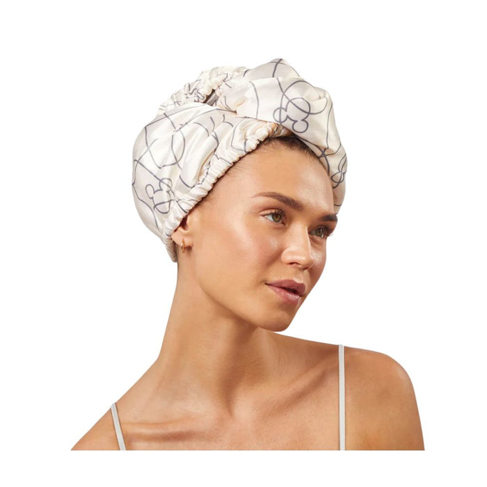 Kitsch Mickey print Satin Wrapped Hair Towel worn by model