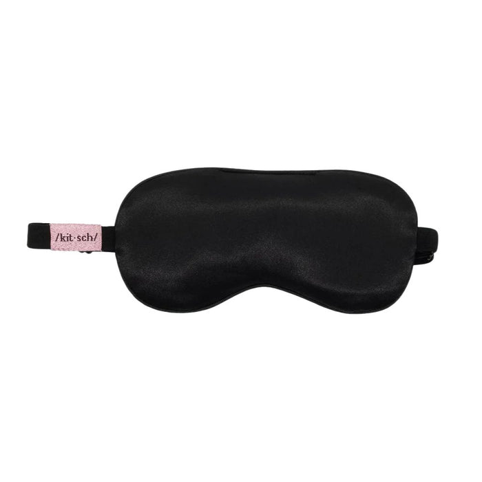 Kitsch Lavender Weighted Satin Eye Mask - black