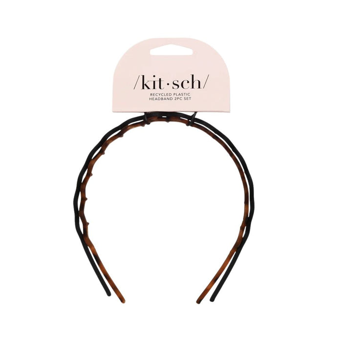 Kitsch Zig Zag Headband 2 Count Black & Tort