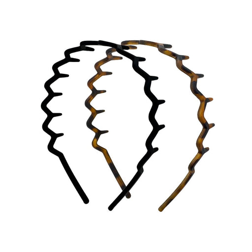 Kitsch Zig Zag Headband 2 Count Black & Tort 3/4 view
