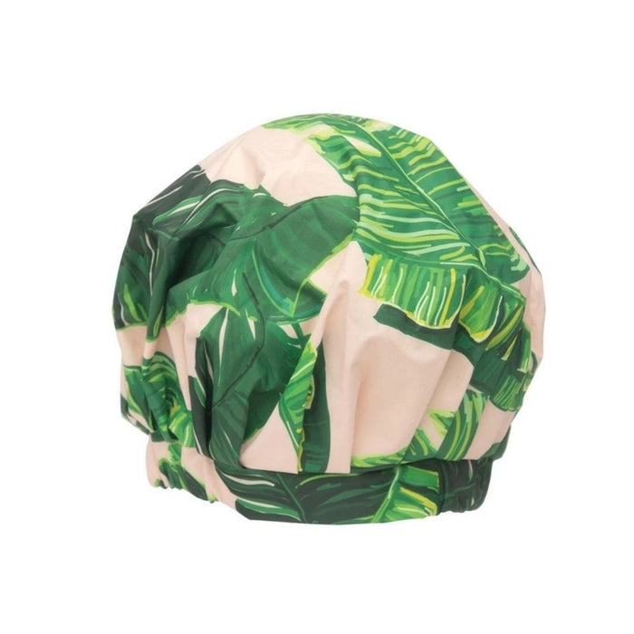 Kitsch Luxe Shower Cap Palm Leaves Rear Style 