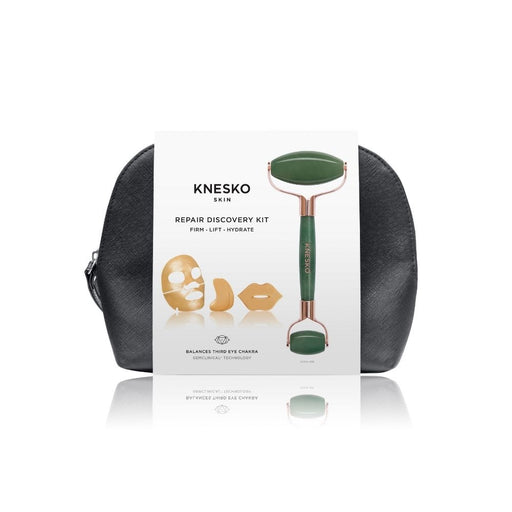 Knesko Nanogold Repair Collagen Mask & Green Jade Gemstone Roller Set
