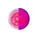 Lemonhead LA Glowjam UV Sheer Hollyweird pink. Jar seen from above half in regular light half under UV light.