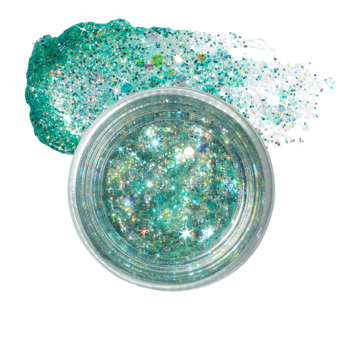 Lemonhead LA Spacejam Ultra Luxe Glitter Balm Seapunk with swatch