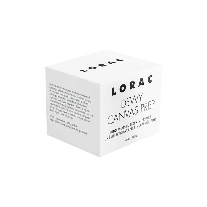 Lorac Dewy Canvas Prep Moisturizer + Primer 1.7oz Side Angle Packaging 