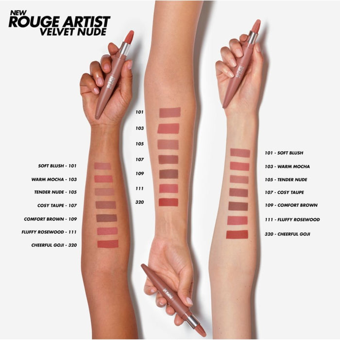 Make Up For Ever Rouge Artist Velvet Nude Lipstick Swatch on Arms