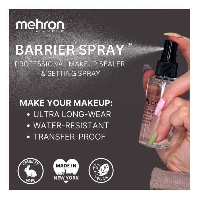 Mehron Barrier Spray results of use text