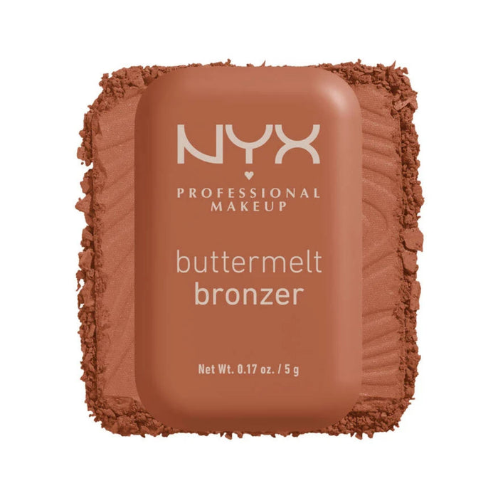NYX Buttermelt Bronzer Butta Ballin' with swatch behind