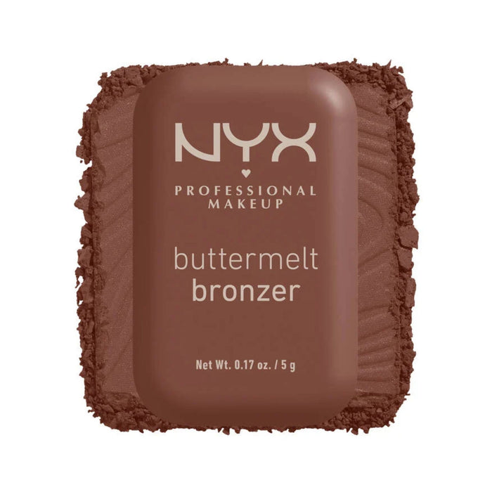NYX Buttermelt Bronzer Do Butta with swatch behind