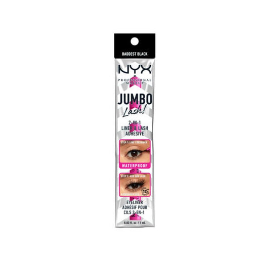 NYX Jumbo Lash! 2-In-1 Liner & Lash Adhesive Eyeliner Baddest Black Packaged