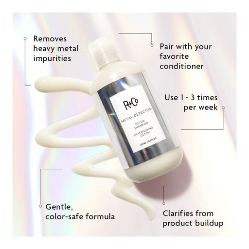 R+Co Metal Detector Detox Shampoo details infographic