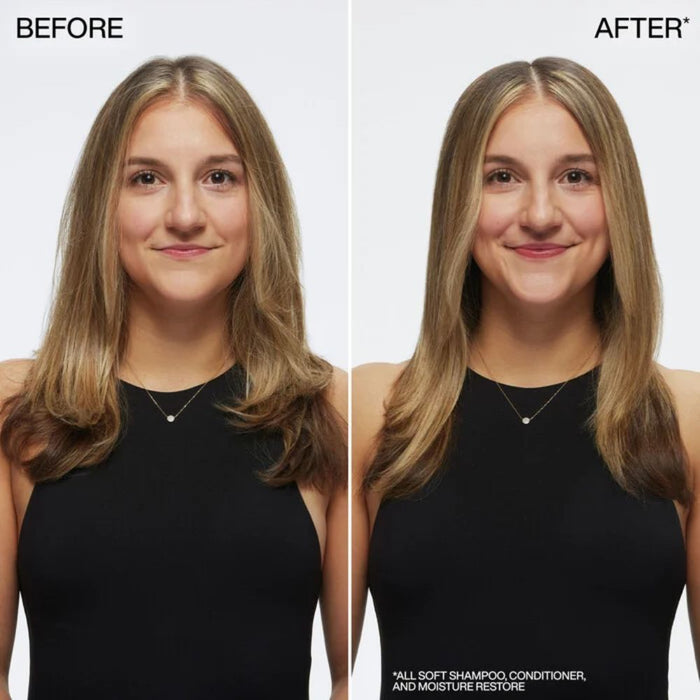 Redken All Soft Shampoo and Conditioner before and after use pictures of female