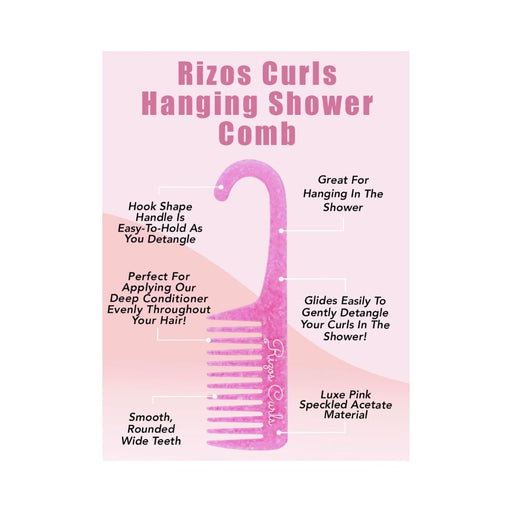 Rizos Curls Hanging Shower Comb Infographic