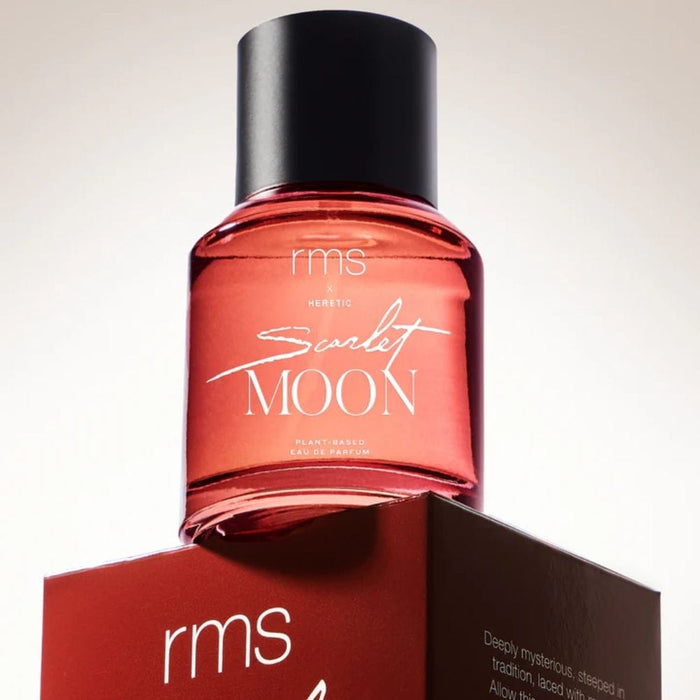 RMS Eau De Parfum Scarlet Moon on top of packaging 