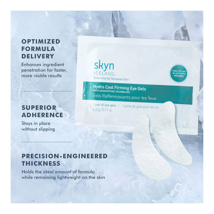 Skyn Iceland Hydro Cool Firming Eye Gels key sell points. 