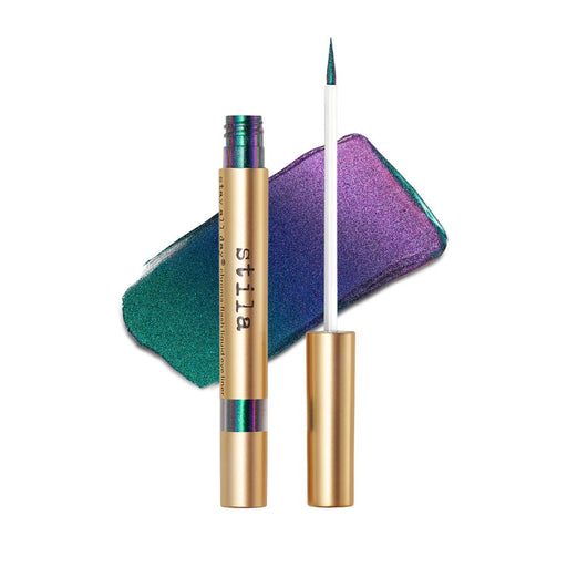 Stila Stay All Day Chroma-Flash Liquid Eye Liner Peacock with swatch behind