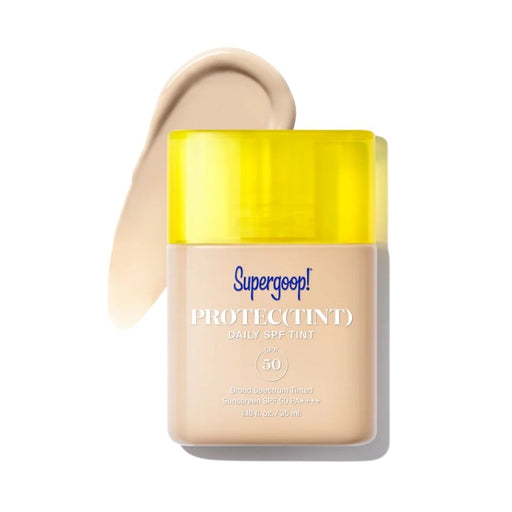 Supergoop! Protec(tint) Daily SPF50 Tint 14N Fair Neutral Peach with swatch