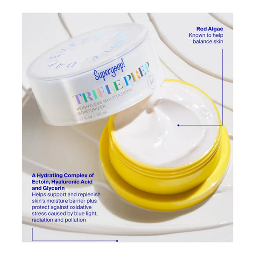 Supergoop! Triple Prep Weightless Multitasking Moisturizer SPF 40 key ingredients and their benefits