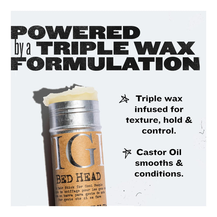 TIGI Bed Head Hair Wax Stick key ingredients and their benefits text 