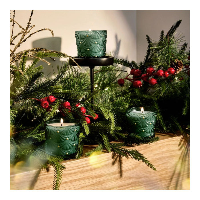 Voluspa Holiday Gift Set Noble Fir Garland Mini Pedestal Trio